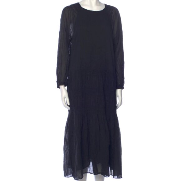 CLOSED Maxi Cotton Dress Black Minimalist Scoop NeckXS - Picture 1 of 15